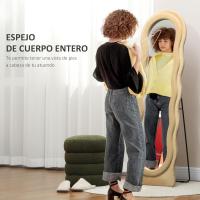 Espejo de Cuerpo Completo 160x50 cm Diseño Ondulado Marco de Terciopelo - details 2