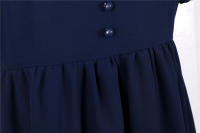 V neck women summer solid lantern short sleeve chiffon elegant vintage long party dress - details 22