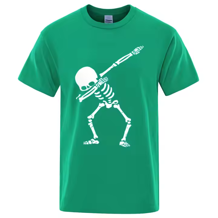Camiseta de manga corta con estampado de calavera para hombre, cuello redondo informal, divertida, verano 2023 - 1