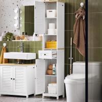 Armario para baño Alto Mueble Columna de Baño Estanterías de Baño con 2 Puertas y 1 Cajón Blanco - details 24