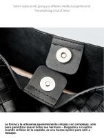 Bolso de hombro de cuero tejido a mano de gran capacidad a la moda bandolera bandolera bandolera para mujer - details 25