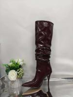 Botas cónicas hasta la rodilla para mujer, diseño cómodo de verano, parte superior de tela vaquera, cierre de botón, otoño e invierno, 2025 - details 0