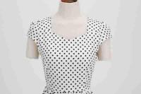 X Vestido acampanado con estampado de lunares y manga cuadrada elegante de verano para mujer - details 19