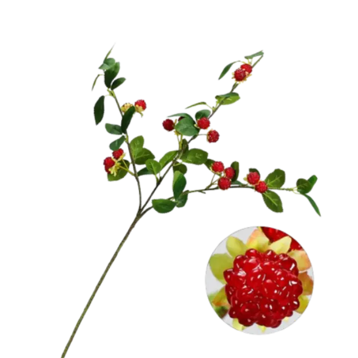 Ramas artificiales de frambuesa de tacto Real, simulación de plástico elegante, frutas de arándano, ramas de bayas artificiales hechas a mano - 1
