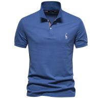 polos hombre manga corta ropa hombre día del padre Verano de alta calidad de algodón transfronterizo bordado de ciervos Polo camiseta de hombre Color sólido solapa Tops básicos de manga corta para hombres - details 3
