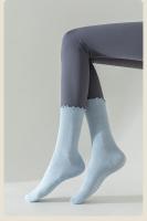 3 pares de calcetines de yoga sólidos para mujer, calcetines de yoga transpirables de algodón a media pantorrilla, calcetines deportivos antideslizantes con volantes para el suelo - details 18