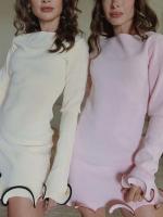 Mini Vestido de punto para mujer, suéter delgado de Color de contraste de hongos, ropa de fiesta femenina - details 16