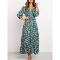 Vestido Vintage Elegante Verde 2025 para Mujer Manga Larga Estampado Floral Línea A Primavera/Verano - details 7
