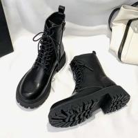 Ocio Chelsea nieve mujer invierno nuevos zapatos de tobillo de plataforma de tacón medio botas de moto de piel cálidas - details 1