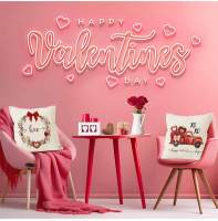 Funda de almohada con estampado de rosas para el Día de San Valentín, decoración festiva para sofá, funda de almohada de lino - details 6