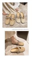 Zapatillas de mujer suaves Primavera-Otoño Baotou Punto de cabeza redondo Muller Perla - details 2