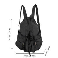 Mochilas con cordón de Color sólido, bolsos de hombro fruncidos ligeros de nailon, mochila escolar informal para estudiantes de gran capacidad para adolescentes - details 0