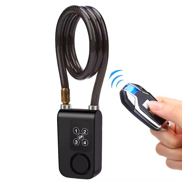 Bike Motorcycle Lock Alarm Wireless Remote Control Waterproof 110dB Scooter Bicycle Burglar Vibration Alarm Cable Lock - 1