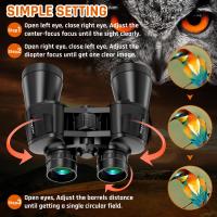 Prismáticos militares de alta potencia para adultos, binoculares de visión nocturna con poca luz, HD compacto profesional/Diario, impermeables para observación de aves, caza/viajes/al aire libre, 20x50 - details 2