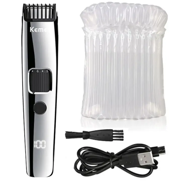 Kemei-recortadora de barba ajustable para hombres, recortadora de pelo eléctrica recargable con pantalla LCD 302S, batería de litio de 1mm a 10mm - 1