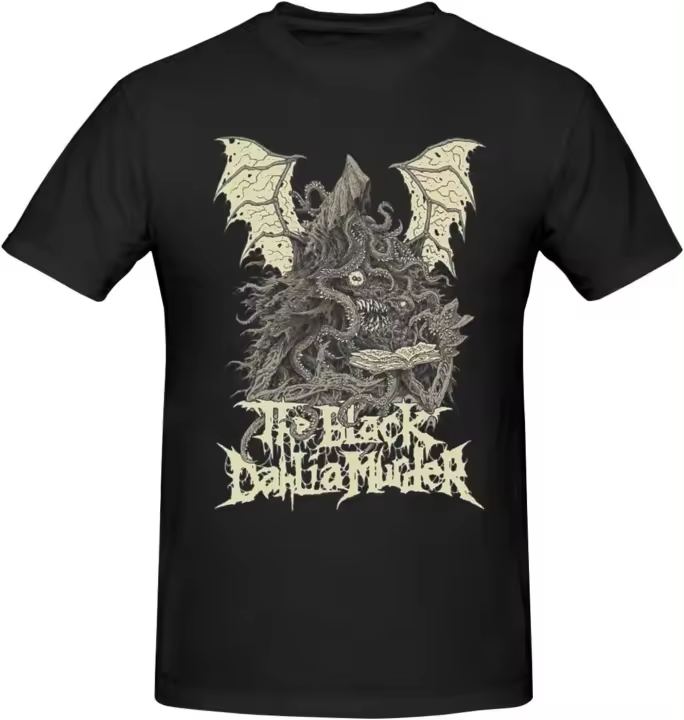 Camiseta de manga corta para hombre, camisa informal de algodón con escote redondo, color negro, Dalia Murder, Verano - 1