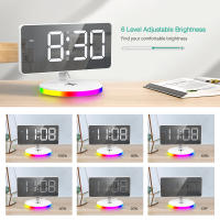 ORIA-reloj despertador Digital inalámbrico, estación de carga con luz nocturna de ambiente RGB, espejo LED, el más nuevo - details 6