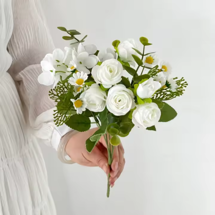 Hortensia Margarita flores artificiales jarrones de rosas flores falsas decorativas simuladas arreglo Floral de boda decoración del hogar - 1
