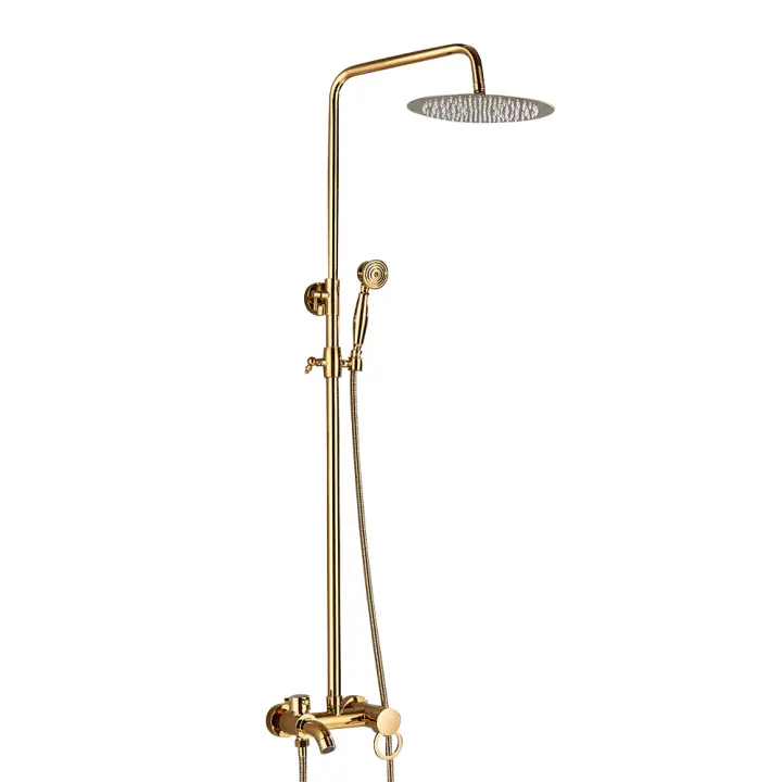 Columnas de Ducha con Termostato Nostalgie Gold Sistema de Ducha con 3 Funciones Incluye Grifo Mano Cabeza Acero Inoxidable - 1