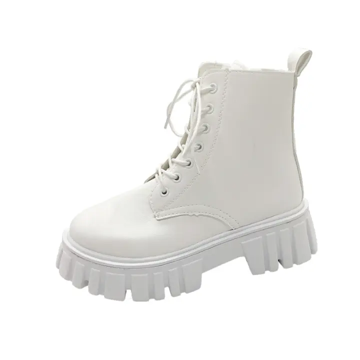 Nueva versión coreana de zapatos de mujer de moda, plataforma con cordones, cremallera lateral, botas de mujer - 1