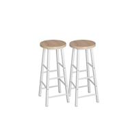 Taburetes de Bar de Madera Maciza Altos Sillas de Cocina de Estilo Cuero Falso Paquete de 2 - details 10