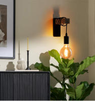 Lámpara de pared de madera Retro, candelabro Vintage, accesorio E27, decoración interior del hogar, comedor, mesita de noche, iluminación de dormitorio - details 0