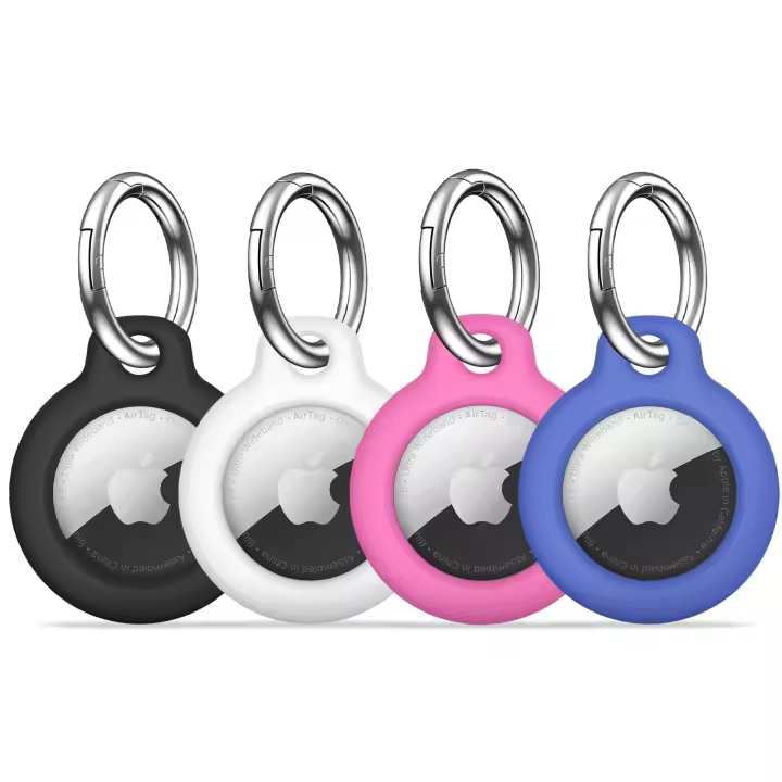 【Paquete de 4] funda MOLOSLEEVE Airtag Holder Air Tag con llavero, llavero Airtags antiarañazos para etiquetas Apple Air, accesorios Airtag para rastreador de buscador de artículos GPS, multicolor - 1