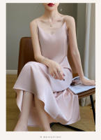 Elegante Vestido de Seda Satinada de Estilo Francés Vestido Largo 2025 con Cuello en V y Fondo de Rodilla - details 2