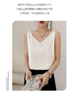 Top de Halter V para Mujer Camisola de Verano de Seda de Satén Blanco Vestido Delgado de Moda - details 12