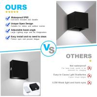 4 Piezas Aplique de Pared Interior/Exterior 12W Aplique Exterior Pared 3000K Blanco cálido Ángulo de haz Ajustable Negro Apliques Pared Led Impermeable - details 37