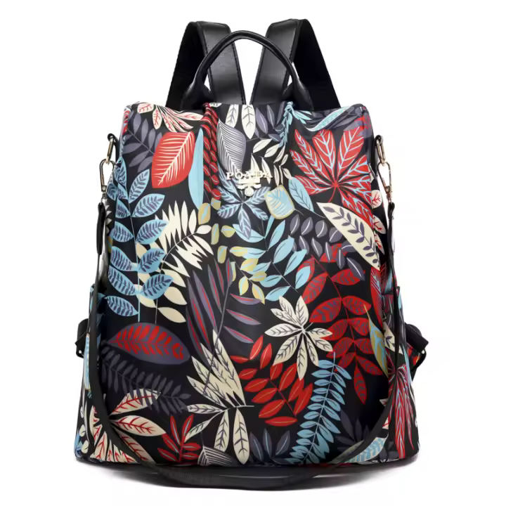 Mochila Multifuncional Antirrobo de Gran Capacidad Estilo Floral Correa Hombro Arcuada - 1