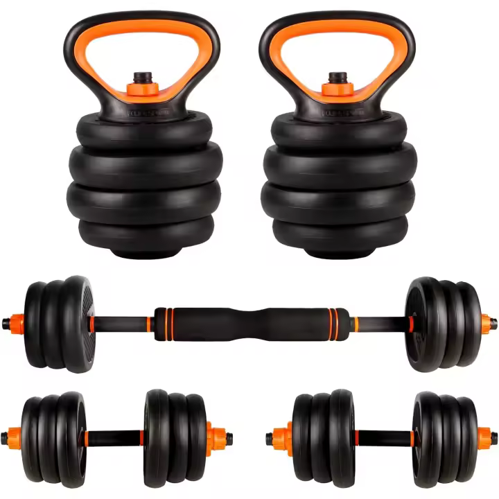 Pesas y con Pesas Barra y Discos 20/30/40KG Juego Pesas 2en1, Barra Conexión para Mancuernas Ajustable - 1