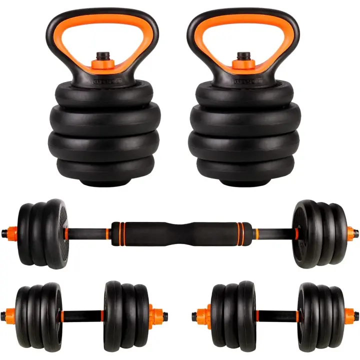 Pesas y con Pesas Barra y Discos 20/30/40KG Juego Pesas 2en1, Barra Conexión para Mancuernas Ajustable - 1