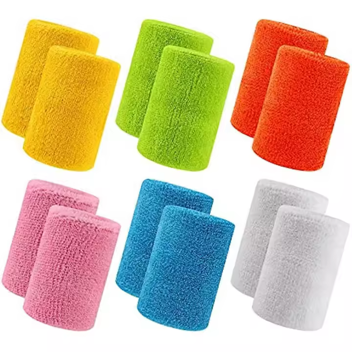 Pulseras Deportivas de Algodón Paquete de 12 Absorbentes de Sudor para Gimnasio, Correr, Tenis, Baloncesto Decálcos y Pegatinas de Pared - 1