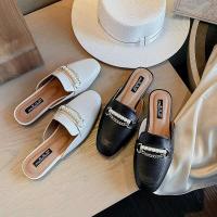Zapatillas de mujer con punta cerrada, tobogán de maternidad, suela suave antideslizante, hebilla de cinturón, zapatillas perezosas, fondo plano, zapatos de mula - details 3
