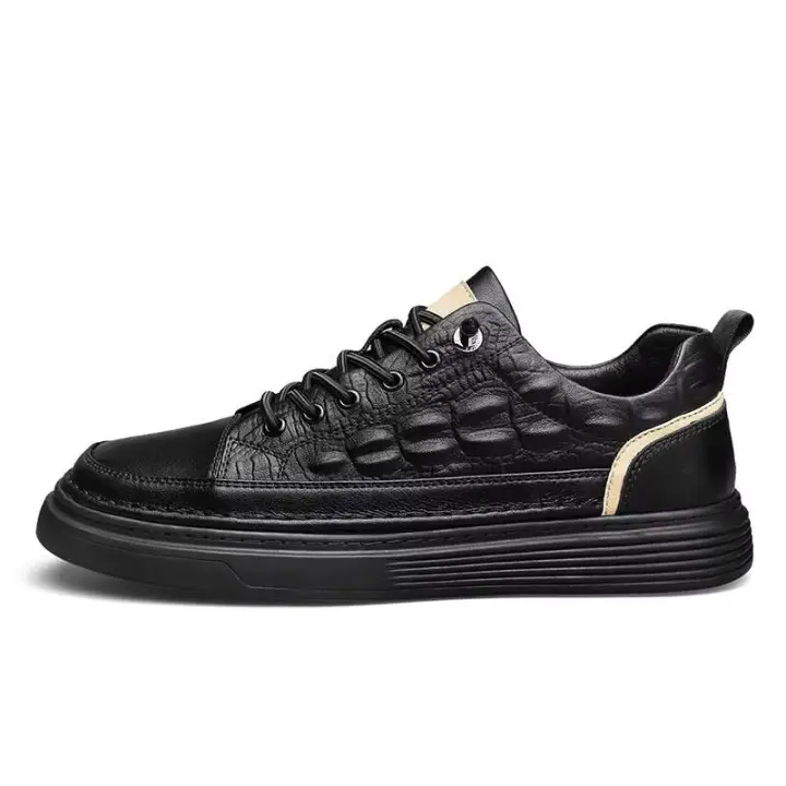 Nuevos zapatos informales de negocios de cuero negro transpirables de otoño para hombre, zapatos deportivos antideslizantes - 1