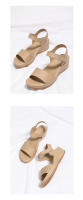 Sandalias de cuña de playa con relieve, nuevas sandalias de verano de tacón alto, modernas, cómodas y casuales, zapatos romanos de una sola tira. - details 7