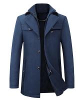 Chaqueta de lana informal de negocios ajustada con un solo pecho de color sólido de invierno cortavientos de mezcla chaqueta cortavientos de lana para hombre chaqueta para hombre abrigo - details 7
