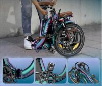 FAFREES F20 Pro+ Bicicleta Eléctrica Plegable, Freno de Doble Disco+SHIMANO de 7 Velocidades, Neumáticos de 20*3,0 Pulgadas, Velocidad Máxima de 25km/h, Batería de 36V 22.5Ah, Pantalla LCD, Alcance de 85-100km, Púrpura - details 8