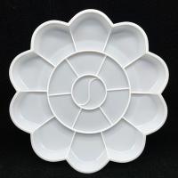 Paleta de pintura de flor de ciruelo de plástico blanco para niños, pies de paleta de acuarela acrílica - details 0