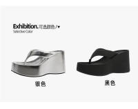 Chanclas de suela gruesa que aumentan la altura en verano, zapatillas con forma de magdalena y sandalias con tacón de cuña para mujer - details 3