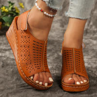 2025 Sandalias de Velcro Ligeras y Huecas de Estilo Nuevo de Verano para Mujeres Sandalias de Cuña para Mujeres - details 2