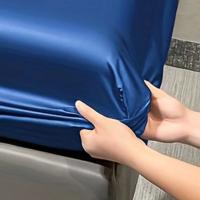 Sábana de Satén Moderna de Color Sólido Funda de Cama de Seda de Hielo para Dormitorio - details 5