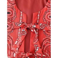 BUNO-2025 mujeres estilo nacional anacardos estampado arco atado chaleco corto chaqueta señoras Retro Casual Cardigan chaleco Top - details 6