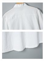 Camisa de gran tamaño para hombres de manga corta 2025 nueva camisa de media manga de algodón y lino camisa de cuello alto casual color sólido camisa de manga corta para hombres - details 6