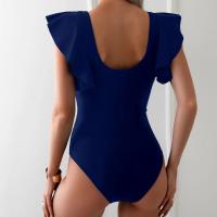 Traje de baño para mujer 2024, tendencia, Control de barriga, cuello en V, Bikini Sexy, trajes de baño fruncidos, traje de baño ajustado con manga con volantes - details 26