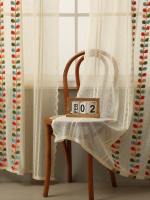 Cortinas De Sala De Estilo Rústico En Khaki Con Bordado De Hojas De Cuatro Colores, Set De Una Pieza Para Ventana De Ángulo - details 6