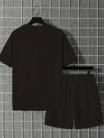Conjunto Deportivo Casual para Hombres de Poliéster Camiseta con Pelo y Shorts de Cinturón con Bolsillos Perfecto para el Verano Lavable en Máquina - details 24