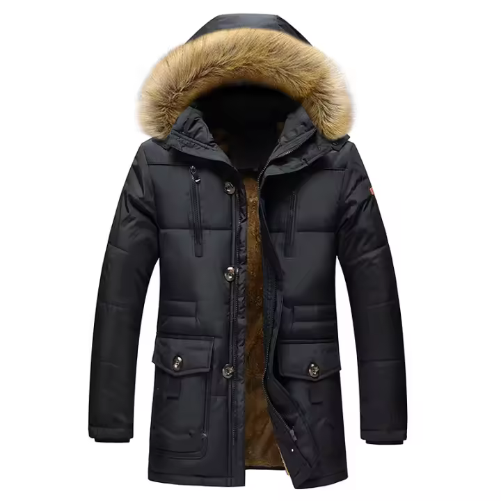 Chaqueta cálida con capucha para hombre, abrigos gruesos, informales a la moda, Otoño e Invierno 2024 - 1