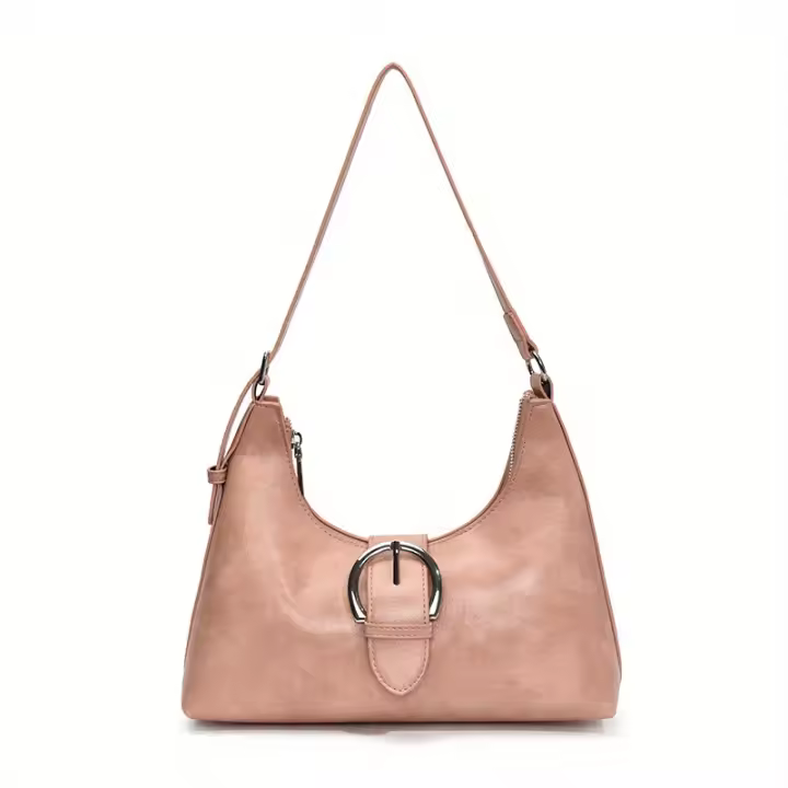 Bolso de hombro en forma de media luna, bolso hobo de piel sintética, bolso de mano de color sólido con cierre de cremallera, forro de poliéster, limpieza en seco profesional o lavado a mano, para mujer - 1